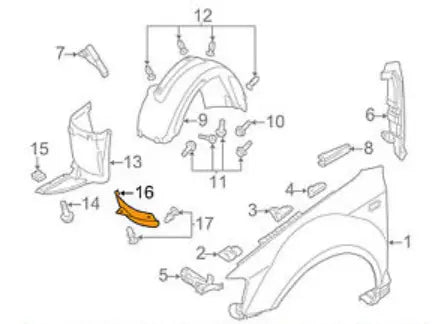 NEW AUDI A3 8P1 FRONT LEFT WHEEL ARCH SPOILER TRIM 8P0853887B ORIGINAL