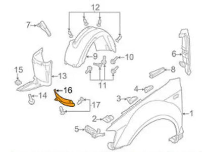NEW AUDI A3 8P1 FRONT LEFT WHEEL ARCH SPOILER TRIM 8P0853887B ORIGINAL