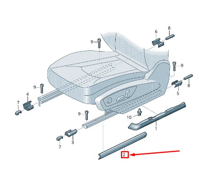 NEW AUDI Q8 4MN LEFT SEAT LOWER CENTER GUIDE RAIL COVER 4M0881097DS2