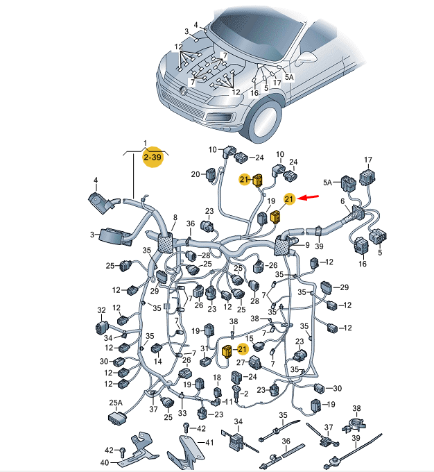 new vw touareg 7p mk2 flat contact housing 2 pin 8k0973702a original