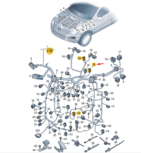 new vw touareg 7p mk2 flat contact housing 2 pin 8k0973702a original