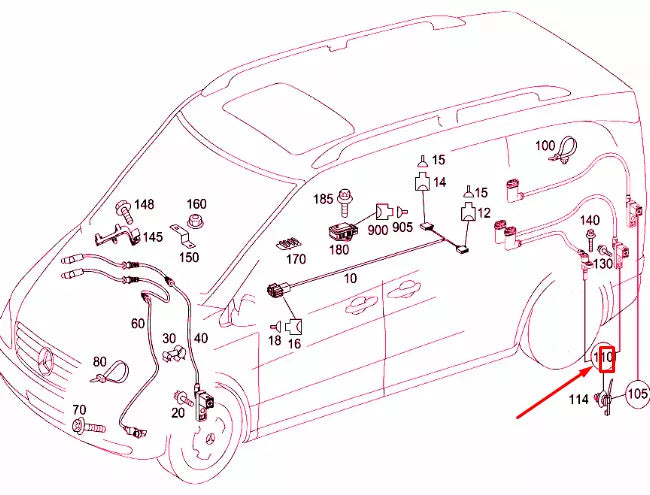 NEW MB VITO W639 REAR AXLE RIGHT ELECTRICAL WIRING HARNESS A6394404506 ORIGINAL