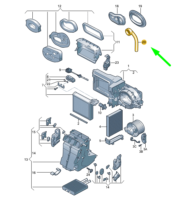 new volkswagen up a/c air condition water drain hose 1s0820653a original