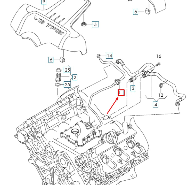 NEW AUDI Q5 8R BREATHER PIPE 06E103207AP
