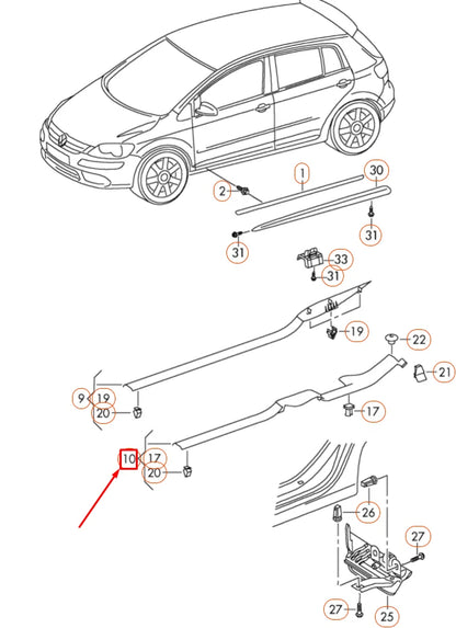 NEW VOLKSWAGEN GOLF 5K MK6 LEFT SIDE STRIP SILL TRIM 1K4853371E82V ORIGINAL