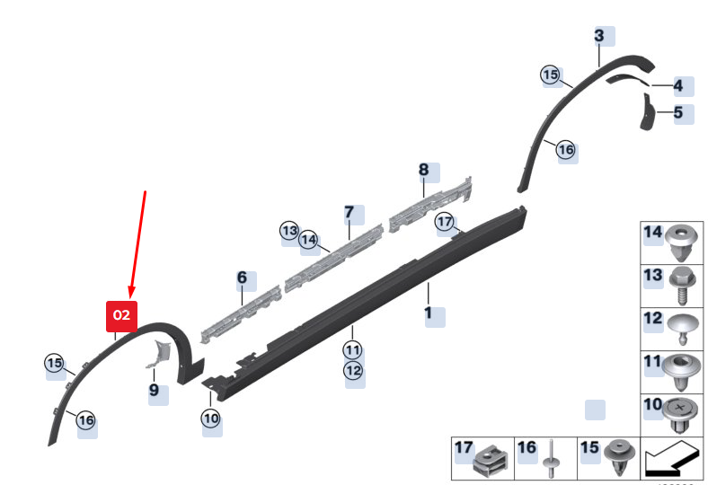 new bmw x2 f39 front left fender molding 51779491677 9491677 original