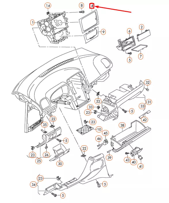 NEW VW GOLF MK6 DASHBOARD CENTER RADIO APERTURE TRIM 5K0858061F1QB ORIGINAL