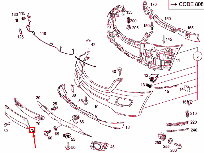 new mercedes-benz ml w164 front license plate molding a1648851381 original