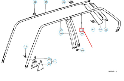 NEW BMW 5 E28 REAR LEFT DOOR WINDOW TOP COVER 51341872319 ORIGINAL