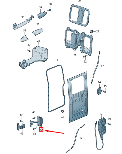 NEW VOLKSWAGEN CRAFTER 2F MK1 FRONT DOOR CATCH 2E3841949 ORIGINAL