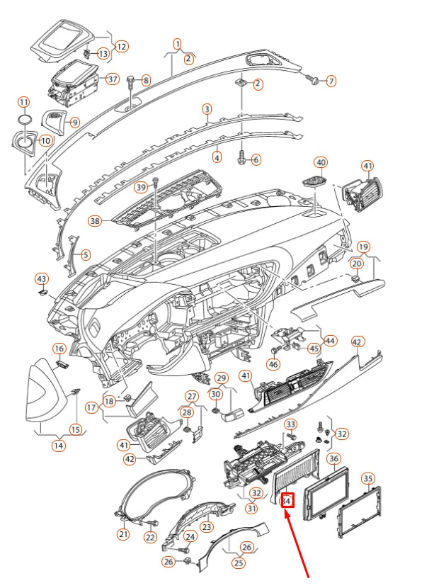 NEW AUDI RS6 C7 INSTRUMENT PANEL REAR SCREEN TRIM 4G0857206B ORIGINAL
