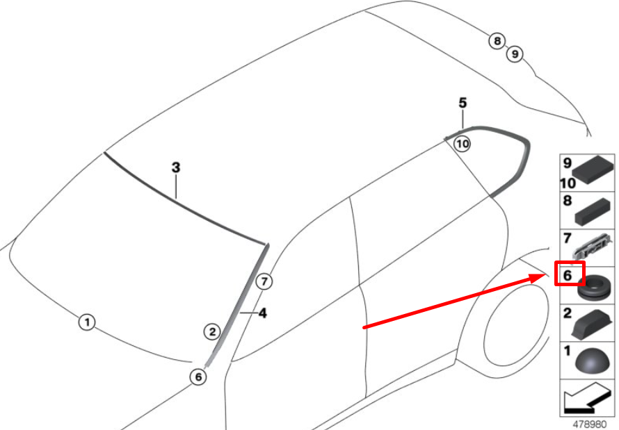 new bmw x5 f15 windshield molding grommet 16112328784 2328784 original