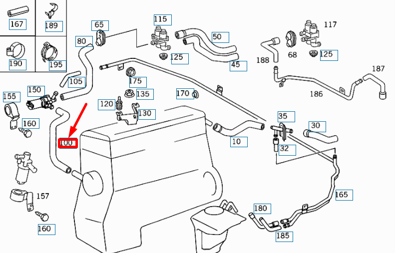 NEW MERCEDES-BENZ CLK C208 RECIRCULATING PUMP TO ENGINE HOSE A2028326794