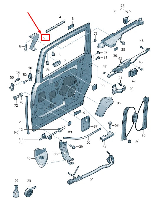 NEW VW SHARAN 7N LEFT UPPER SLIDING DOOR ROLLER GUIDE 7N0843435D