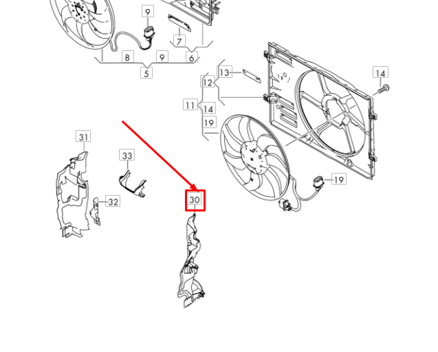 NEW AUDI A3 8V RADIATOR FAN LEFT AIR GUIDE 8V0121283J ORIGINAL