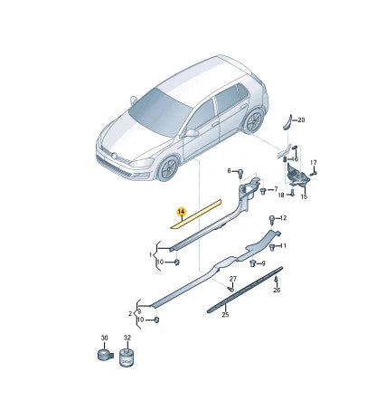 NEW VOLKSWAGEN GOLF MK7 5G FRONT SILL STRIP TRIM 5G4853537GTW7
