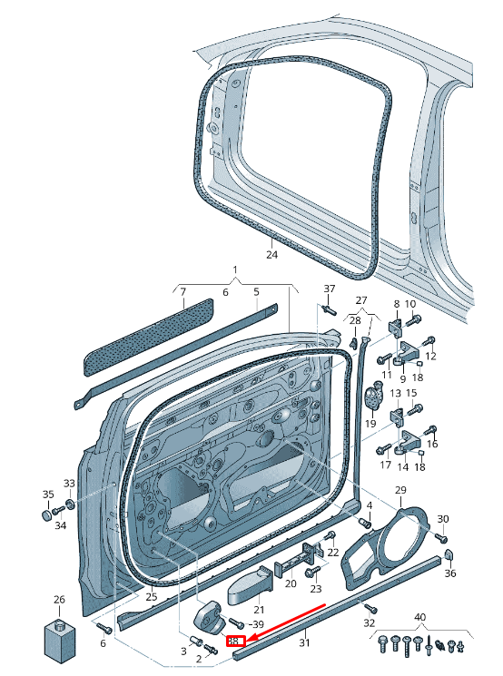 NEW AUDI A8 4N FRONT RIGHT DOOR CUSHIONED SIDE PROTECTION 4N0837842 ORIGINAL