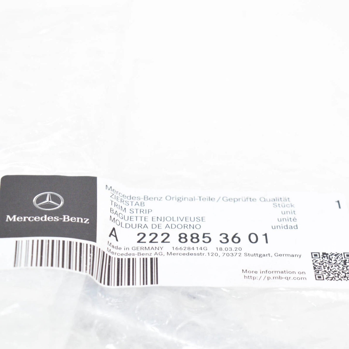 NEW MERCEDES-BENZ S-CLASS W222 FRONT BUMPER LEFT TOP TRIM A2228853601 ORIGINAL