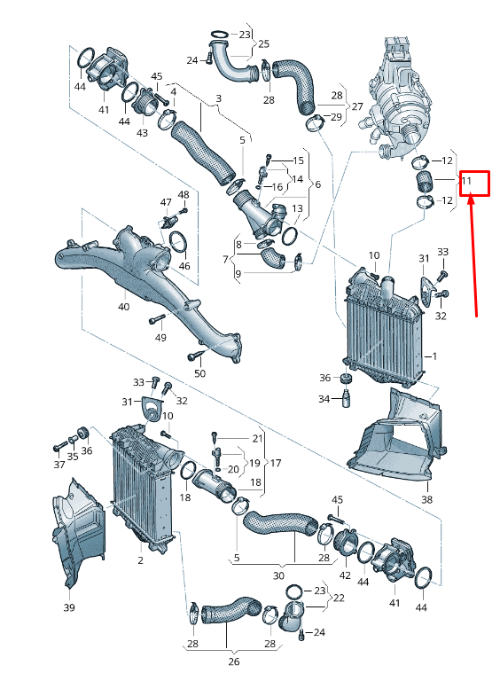 new audi q7 4m intercooler pressure hose 4m0145709k original
