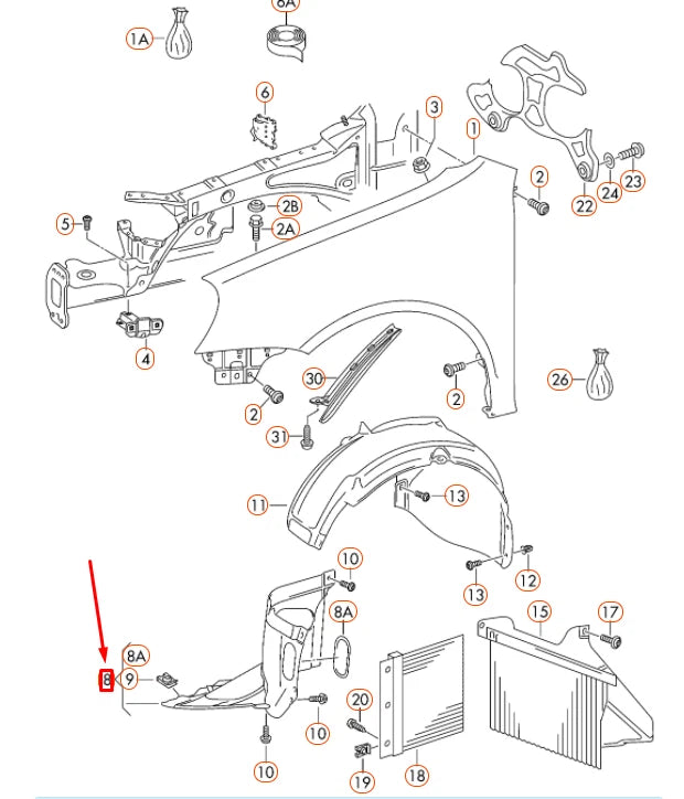NEW VW GOLF MK6 FRONT LEFT WHEEL HOUSING LINER FRONT PART 5K0805911C ORIGINAL