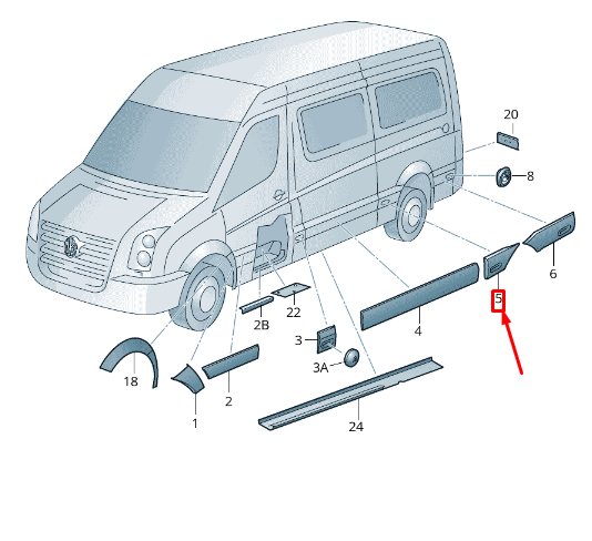 NEW VOLKSWAGEN CRAFTER 2F MK1 LEFT SIDE PROTECTIVE STRIP 2E1853535BL ORIGINAL
