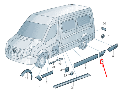 NEW VOLKSWAGEN CRAFTER 2F MK1 LEFT SIDE PROTECTIVE STRIP 2E1853535BL ORIGINAL