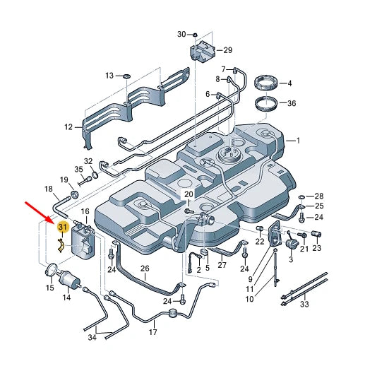NEW VW TRANSPORTER T6 ACTIV. CHARCOAL CONTAINER DISTANCE PIECE 7E0201958