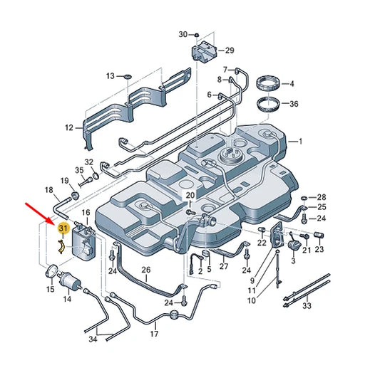 NEW VW TRANSPORTER T6 ACTIV. CHARCOAL CONTAINER DISTANCE PIECE 7E0201958