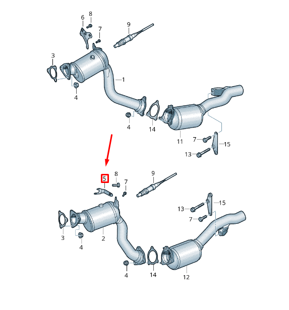 NEW VW TOUAREG 7P EXHAUST PIPE WITH PRE-CATALYST LEFT SUPPORT 7P6253047B