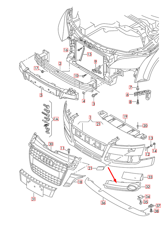 NEW AUDI TT 8J LEFT FOG LIGHT GRILLE 8J080768101C 2009 ORIGINAL