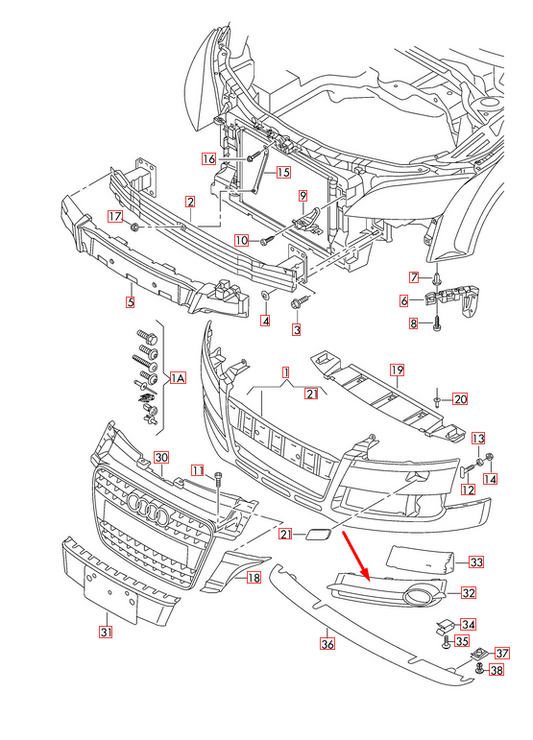 NEW AUDI TT 8J LEFT FOG LIGHT GRILLE 8J080768101C 2009 ORIGINAL