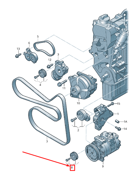 new audi a1 mk1 a/c compressor idler pulley 03c145276c original