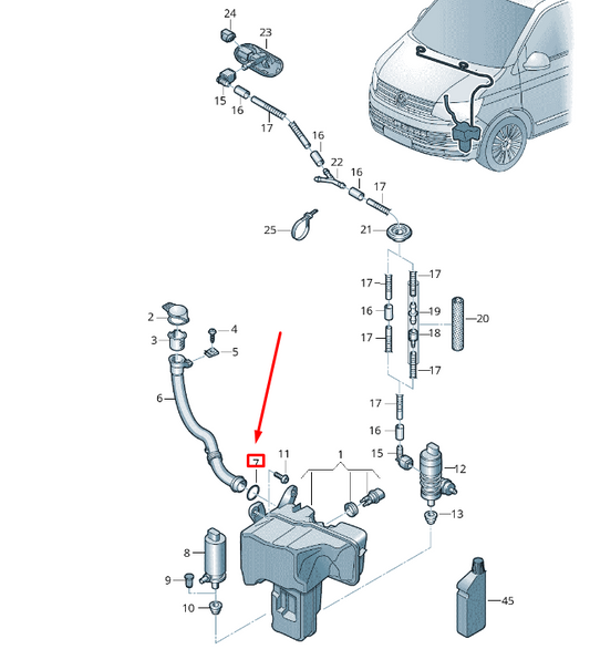 new vw transporter vi t6 wash water reservoir seal 7e0955489 original