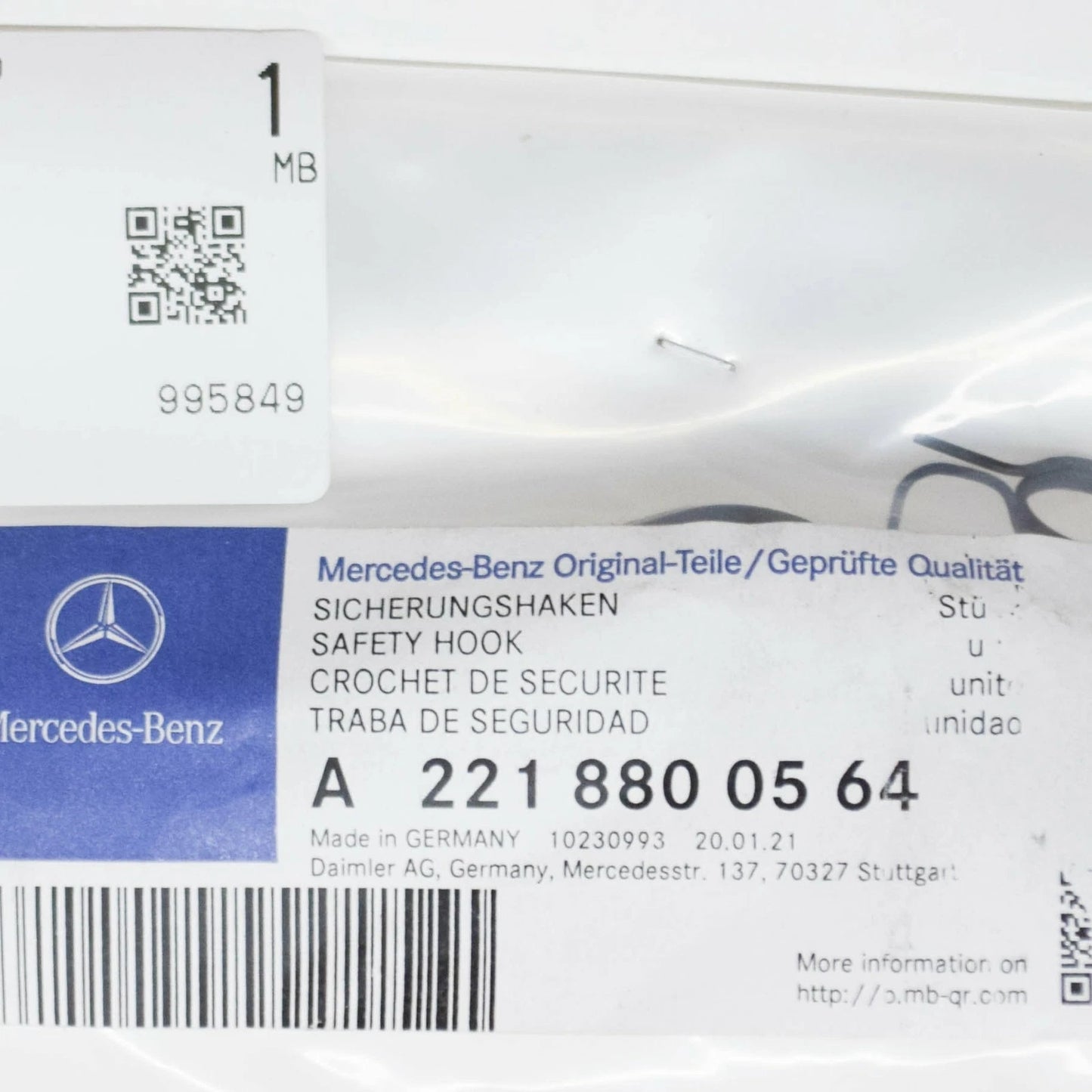 NEW MERCEDES-BENZ S W221 ENGINE HOOD CATCH RETAINING HOOK A2218800564 ORIGINAL