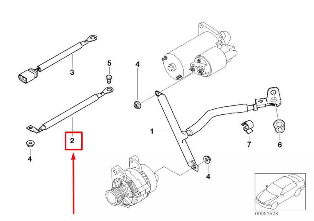 NEW BMW 6 E63 BATTERY-STARTER GROUND CABLE 7559811 12427559811 ORIGINAL