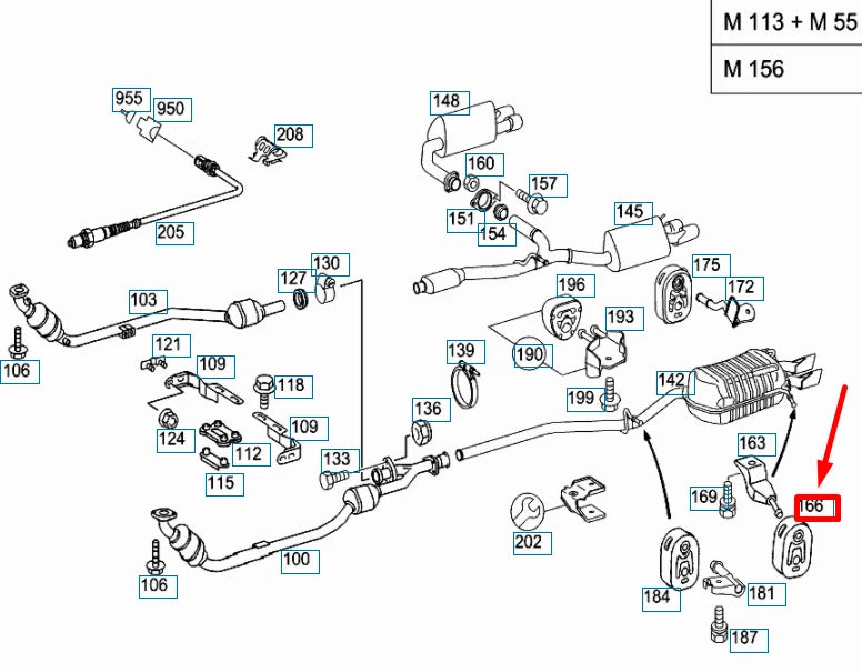 NEW MERCEDES-BENZ S W220 AMG REAR MUFFLER SUSPENSION RING A2204920244 ORIGINAL
