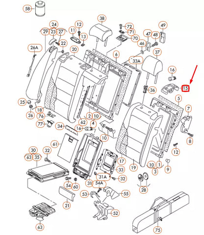 NEW VW PASSAT B6 REAR RIGHT SEAT BACKREST LOCK TRIM 3C58858949B9 ORIGINAL