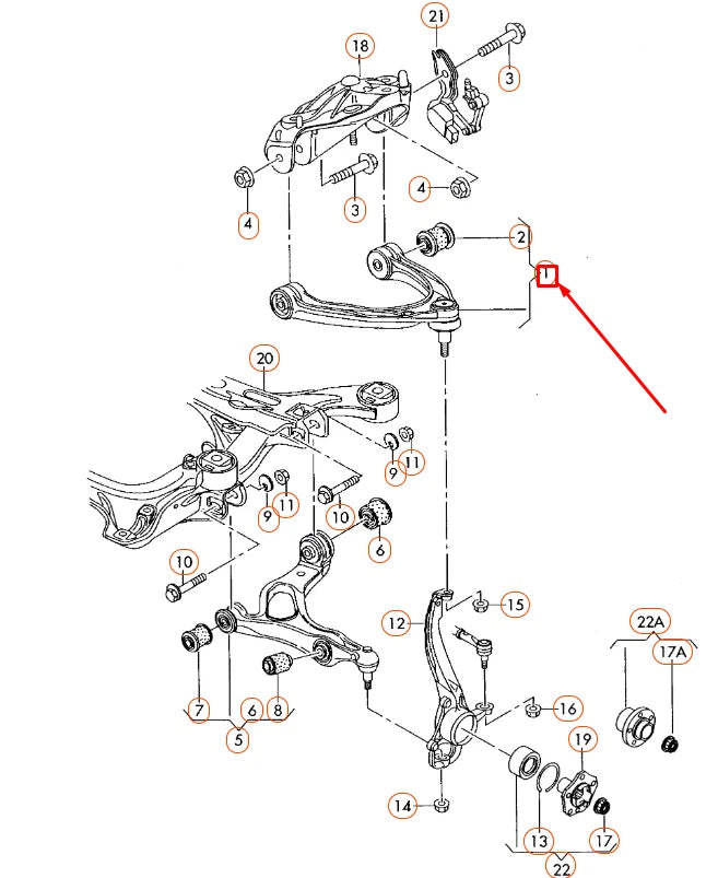 NEW AUDI Q7 4L FRONT UPPER WISHBONE CONTROL ARM 7L8407021 ORIGINAL