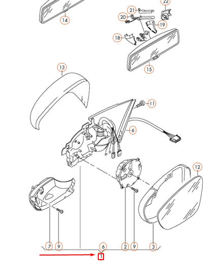 NEW VOLKSWAGEN GOLF MK6 FRONT RIGHT DOOR MIRROR ASSEMBLY 5K0857508AD9B9 ORIGINAL