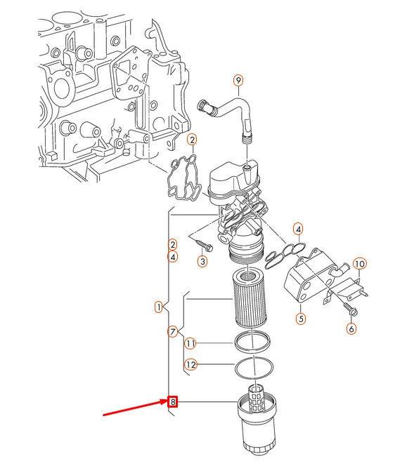 NEW AUDI A1 8X OIL FILTER HOUSING 06D115408B ORIGINAL