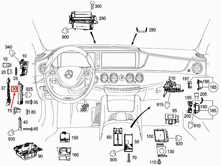 new mercedes-benz s w222 front footwell sam control unit a2229001120 original
