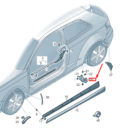 NEW AUDI RS3 REAR RIGHT WHEEL SPOILER 8V08538349B9 ORIGINAL