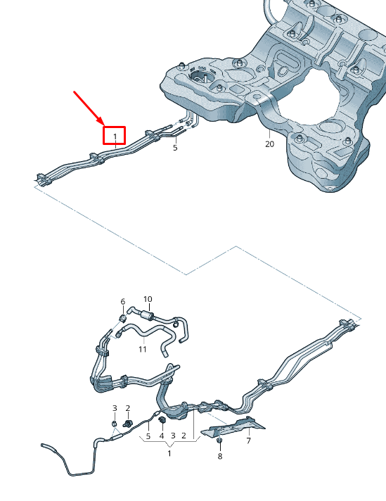new audi a8 4n fuel line with breather pipe 4n0201544aa original