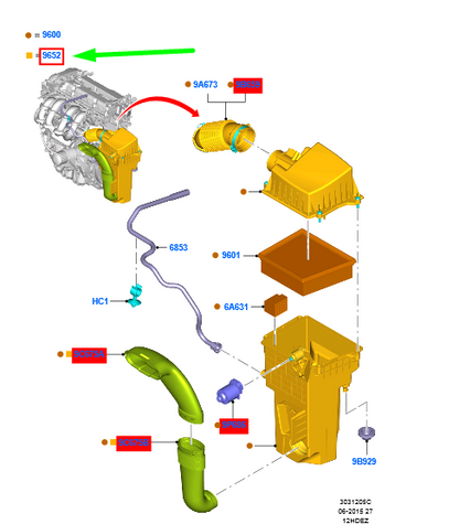 new ford fiesta mk6 air cleaner intake tube 1546391 8v21-9a675-ba original