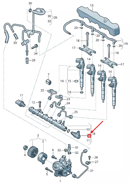 NEW VOLKSWAGEN GOLF 5G MK7 FUEL RAIL PRESSURE RELIEF VALVE 04L130764B ORIGINAL
