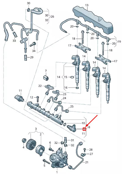 NEW VOLKSWAGEN GOLF 5G MK7 FUEL RAIL PRESSURE RELIEF VALVE 04L130764B ORIGINAL