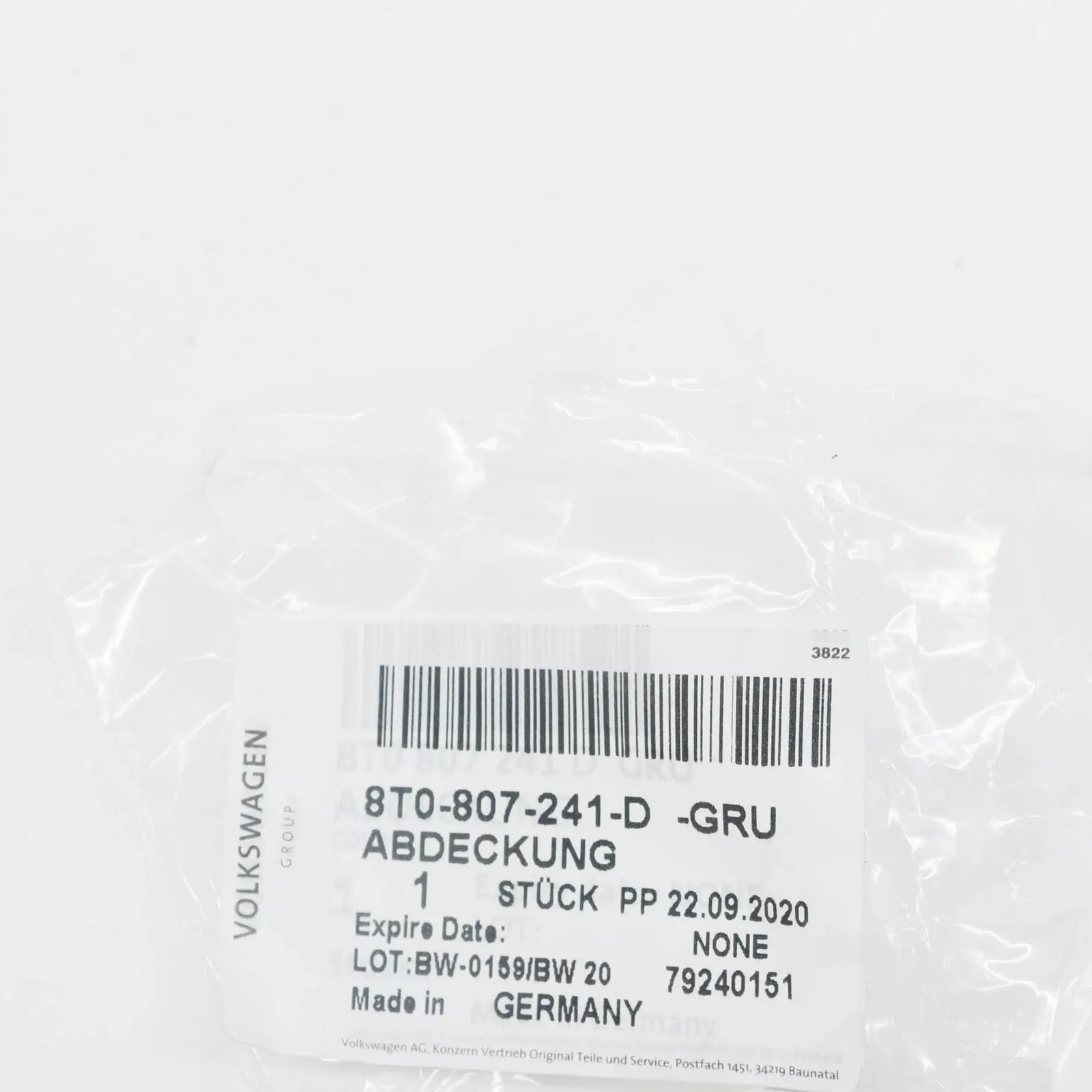 NEW AUDI A5 F53 FRONT BUMPER TOW EYE COVER 8T0807241DGRU 2016 ORIGINAL