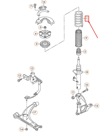 NEW AUDI Q3 8U FRONT AXLE COIL SPRING 5N0411105BD ORIGINAL