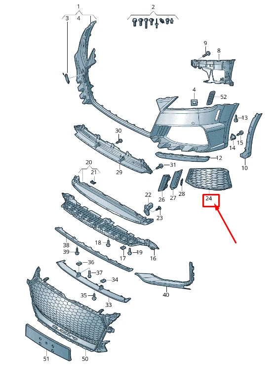 NEW AUDI TT ROADSTER FV FRONT LEFT AIR GUIDE GRILLE 8S0807681JT94 ORIGINAL