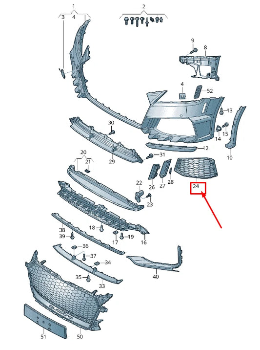 NEW AUDI TT ROADSTER FV FRONT LEFT AIR GUIDE GRILLE 8S0807681JT94 ORIGINAL
